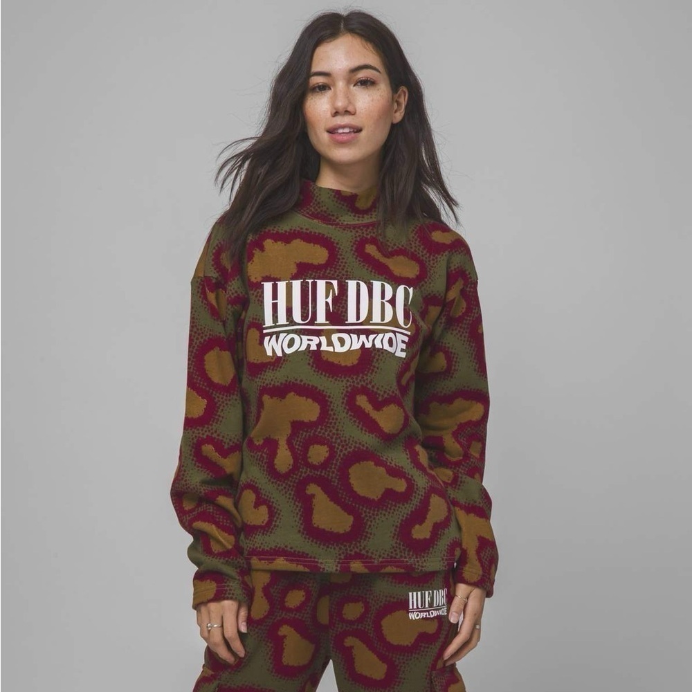HUF DBC Worldwide Graphic Crewneck Streetwear Pullover Sweatshirt Size L